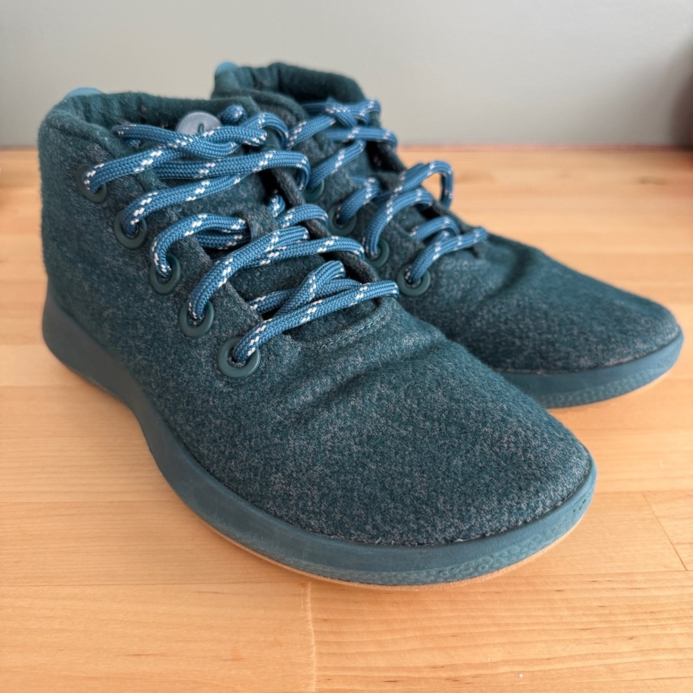 Allbirds Women’s Size 7 Teal High-Top Wool Runner-Up Mizzles Sneakers LIKE NEW